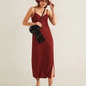 Mango Red Midi Dress with Slit